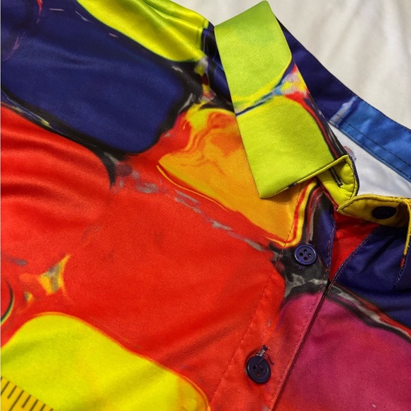 PLG Golf Multicolor Abstract Polo Shirt Men’s Size Large - Picture 6 of 8